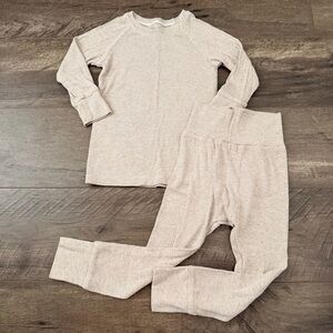 2T Arrows + Rubies Beige Kids Ribbed Set